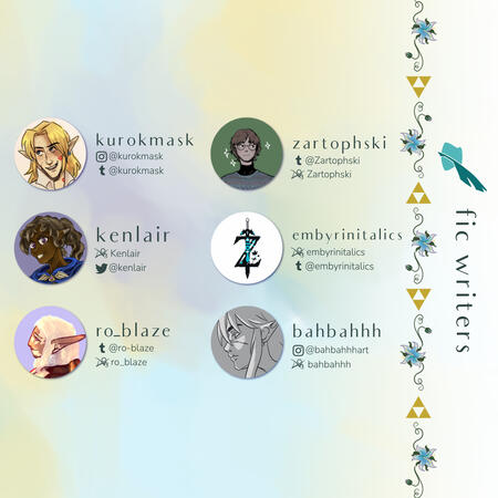 The contributor list of fic writers: kurokmask, kenlair, ro_blaze, zartophski, embyrinitalics, and bahbahhh.